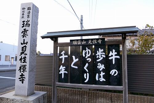 お寺の掲示板 牛の歩みはゆっくりと千年 磐田市 フーちゃんのカメラウオッチング