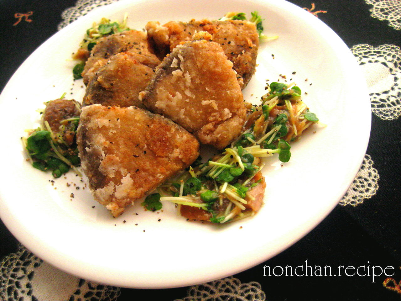 鰹のたたきの竜田揚げ ｶｲﾜﾚｿｰｽ ﾟ のんちゃんのお料理レシピ