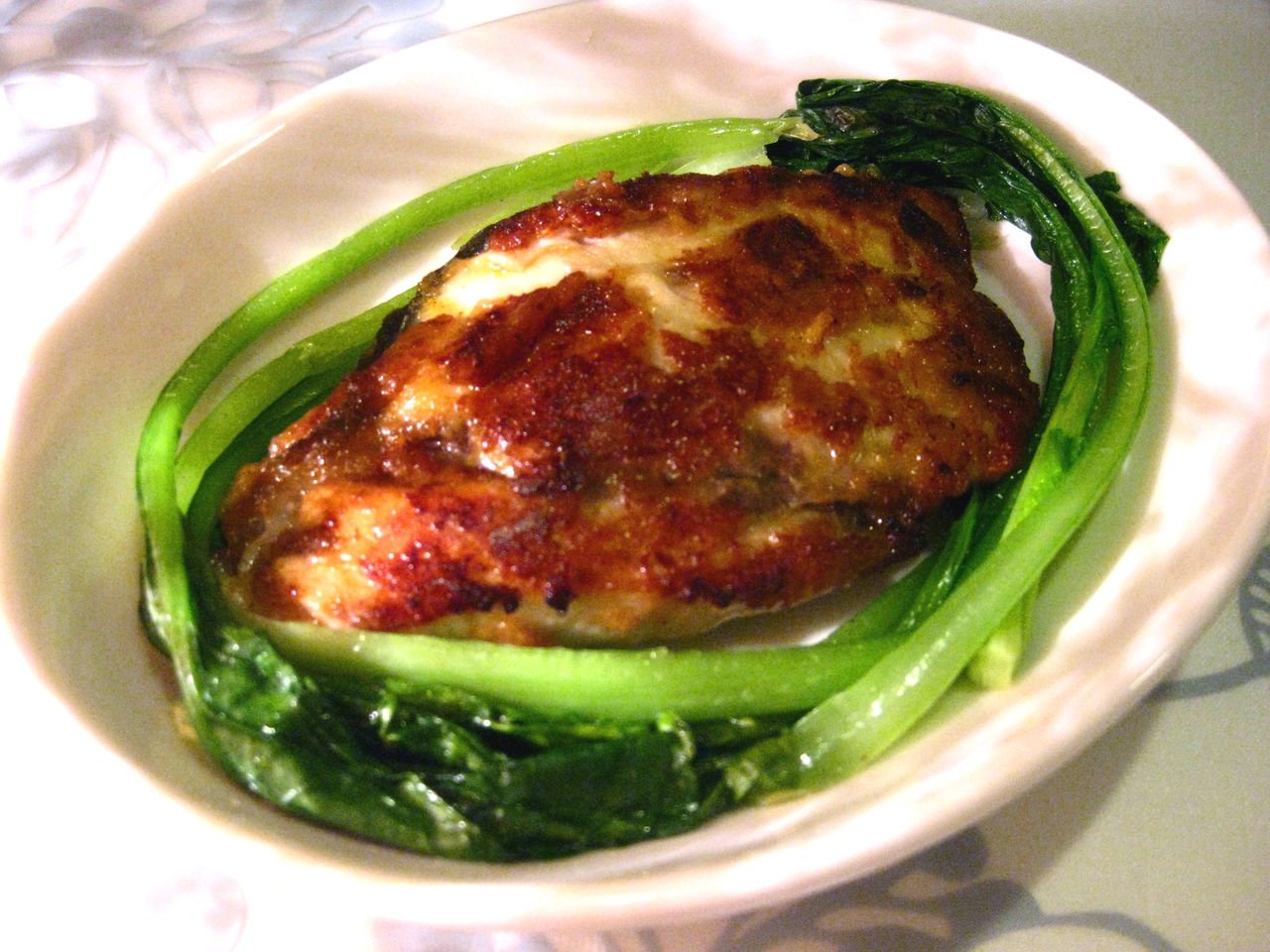 魚ﾚｼﾋﾟ 鰤の梅カレーソテー小松菜の丸焼き添え のんちゃんのお料理レシピ