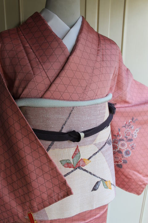 ピンク紬付け下げ×お仕立て上がり八寸帯 : 布々やのblog