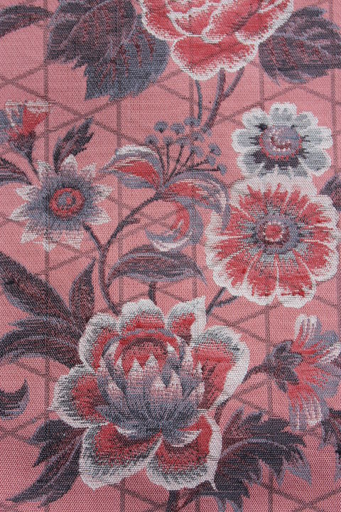 サーモンピンクの紬　つけ下げ(絵紋付)合わせ　250202 サーモンピンクの紬つけ下げ(絵紋付)合わせ250202