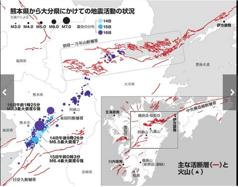熊本から大分の地震