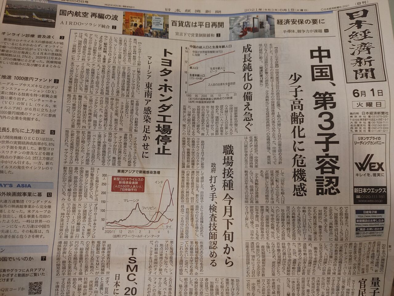 今朝の日経一面 中国 第三子容認 職場接種 今月下旬から トヨタ ホンダ マレーシア工場停止 フランチャイズ地獄からの脱出 藤原義塾からの報告書 今朝の日経一面 中国 第三子容認 職場接種 今月下旬から トヨタ ホンダ マレーシア工場停止 フランチャイズ地獄からの脱出 藤原義塾からの報告書