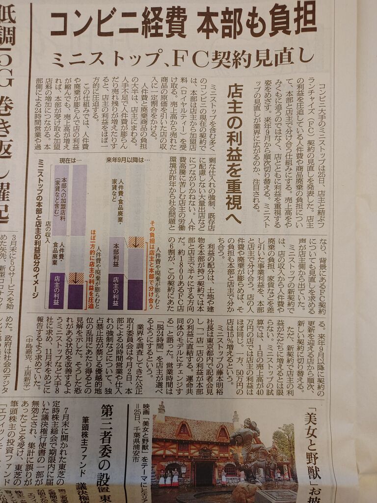 今日 9 26 の朝日朝刊 コンビニ経費 本部も負担 ミニストップの記事 フランチャイズ地獄からの脱出 藤原義塾からの報告書 今日 9 26 の朝日朝刊 コンビニ経費 本部も負担 ミニストップの記事 フランチャイズ地獄からの脱出 藤原義塾からの報告書