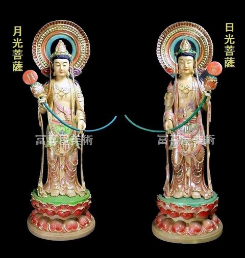 日光月光菩薩 68cm「寺院様個人様向き｣ : 特注仏像 注文彫刻 《冨喜屋