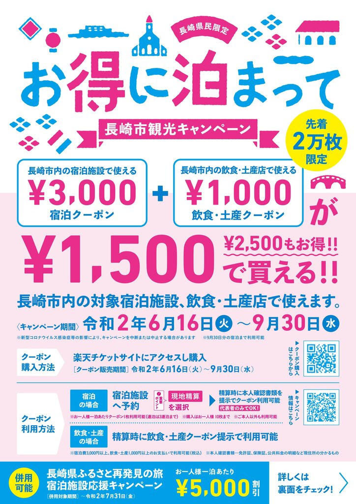 長崎市宿泊キャンペーン 5枚分 - 宿泊券