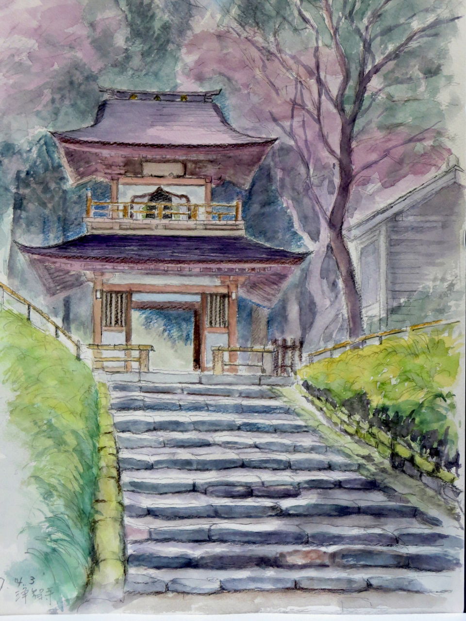 水彩画「鎌倉山」 楽天市場】【ふるさと納税】【鎌倉高校前】鎌倉の風景水彩画 [A3