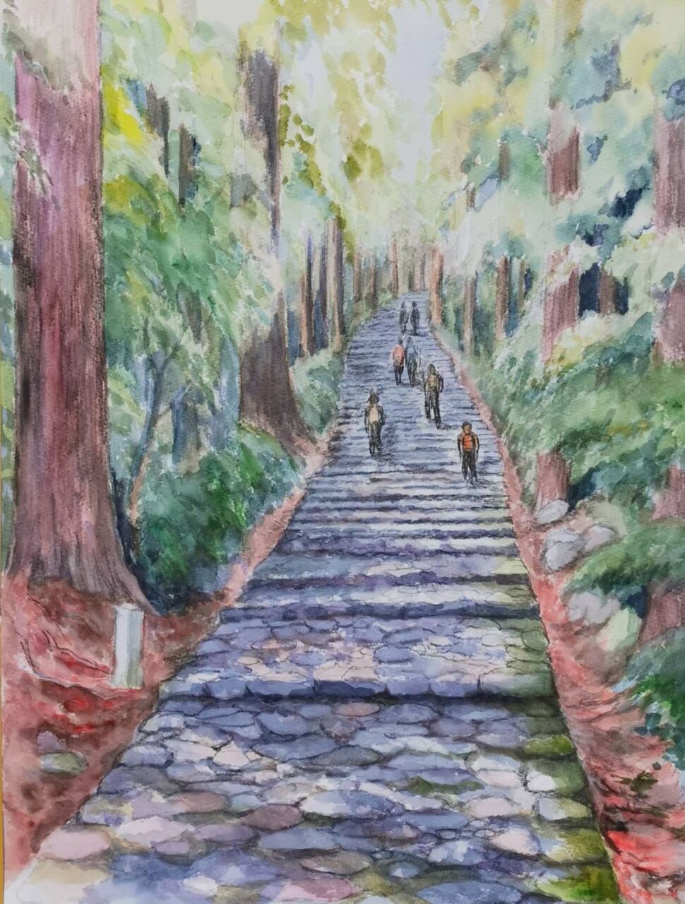 石畳の古道 : Fuku-san の水彩画