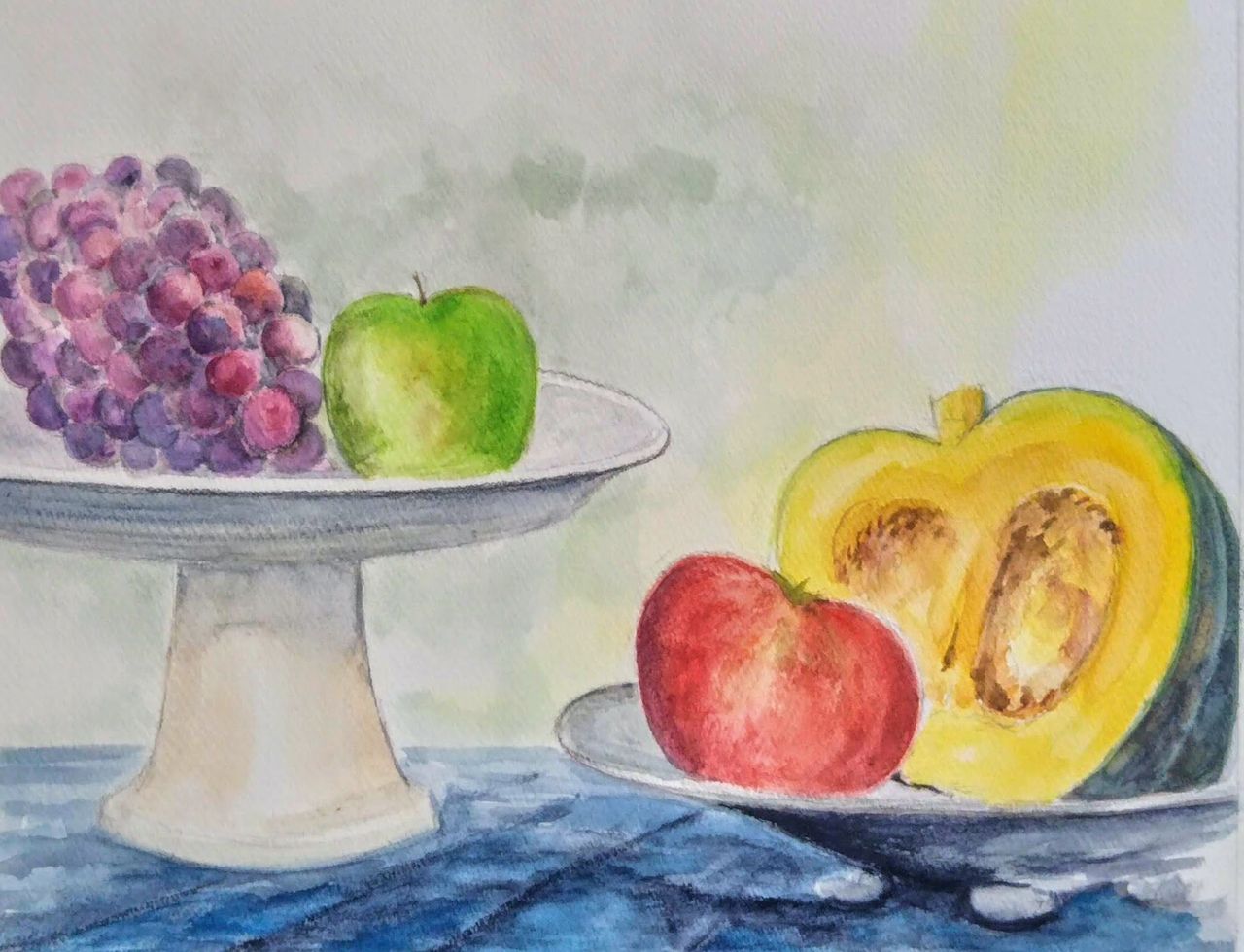 盛夏 野菜と果物 Fuku San の水彩画