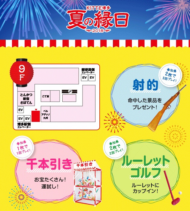 Kitte博多 夏の縁日18 開催 射的 かたぬき 釣りゲームなどで景品を進呈 博多マルイで体験型イベントも フクオカーノ