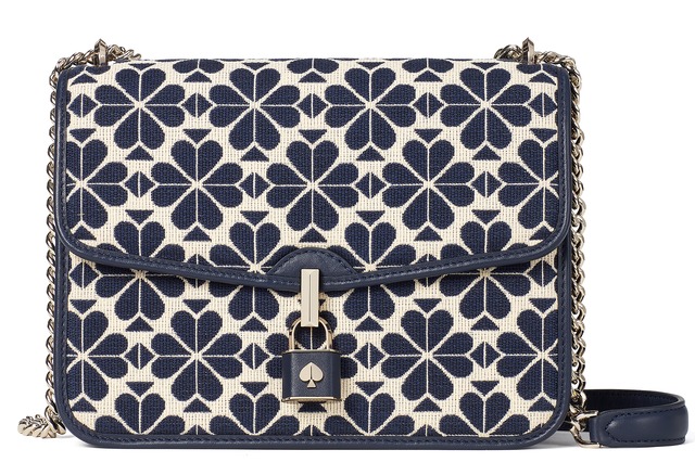 locket spade flower jacquard large flap shoulder bag