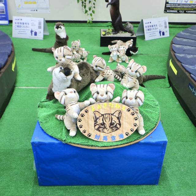 対馬やまねこ空港のツシマヤマネコのウェルカムボード