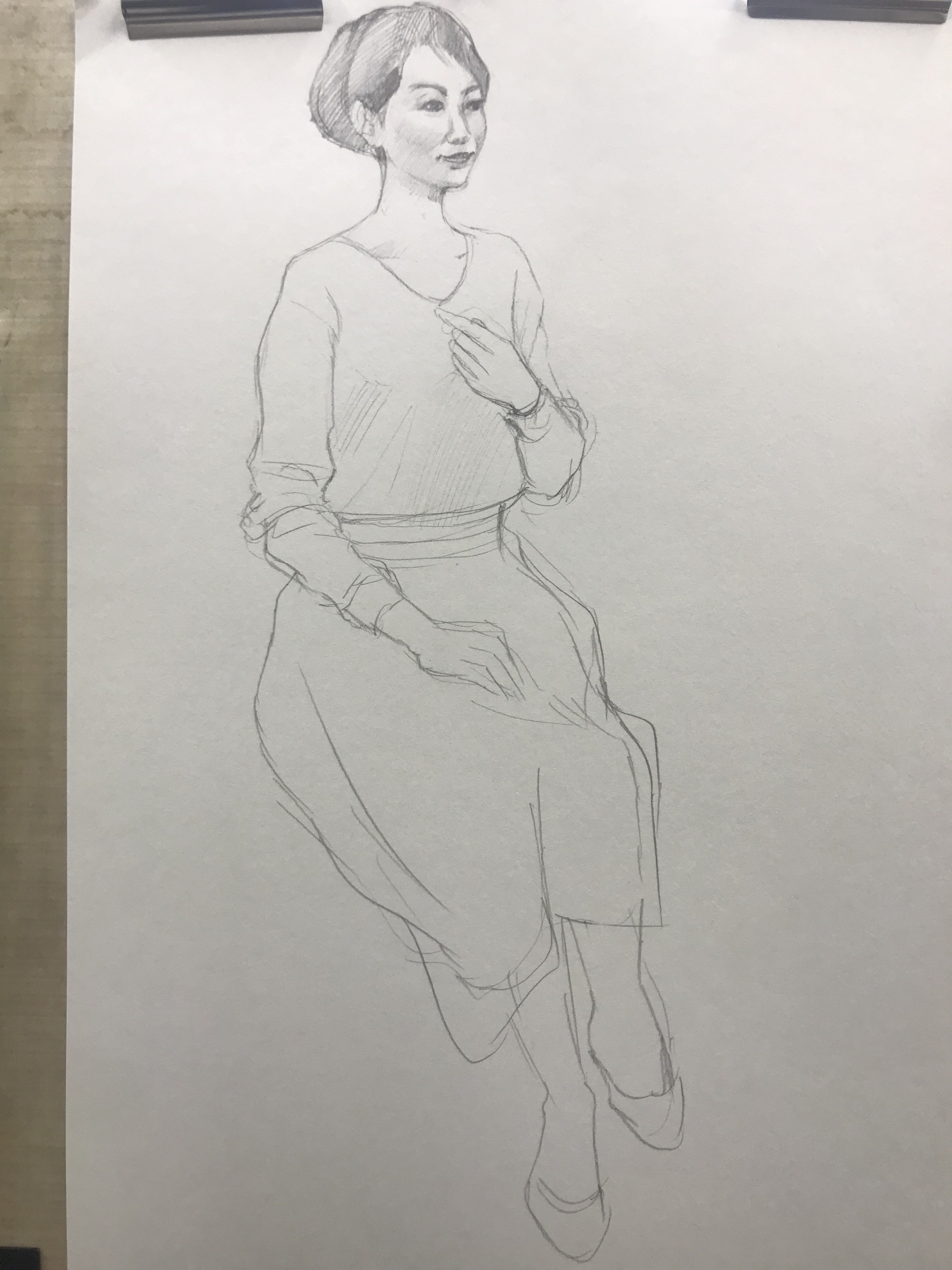 デッサン活動記録19年3月17日 日 デッサンのひととき午後の部 モデルひかり 着衣 ふくさんの晴天 クロッキー日和