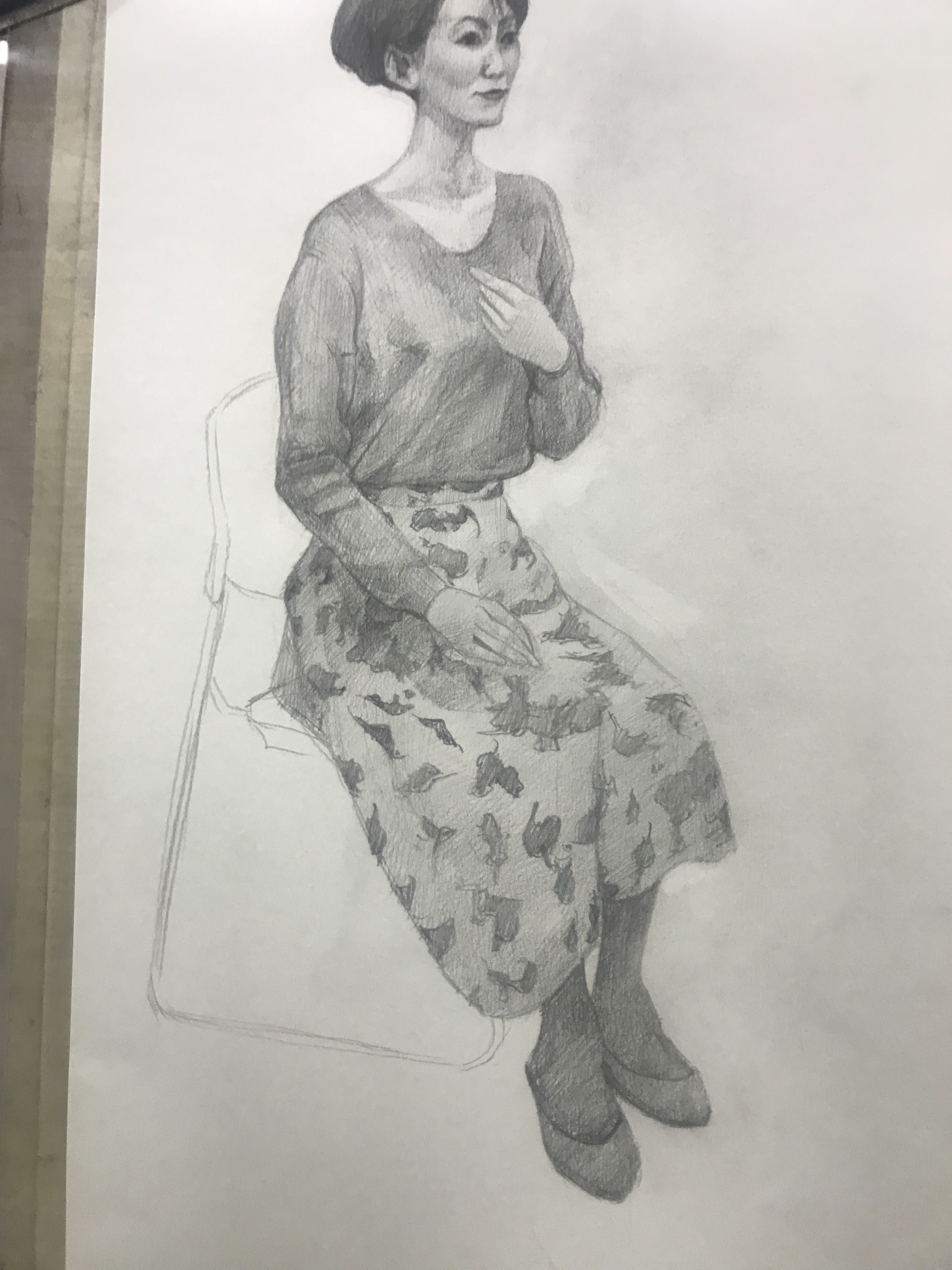 デッサン活動記録19年3月17日 日 デッサンのひととき午後の部 モデルひかり 着衣 ふくさんの晴天 クロッキー日和