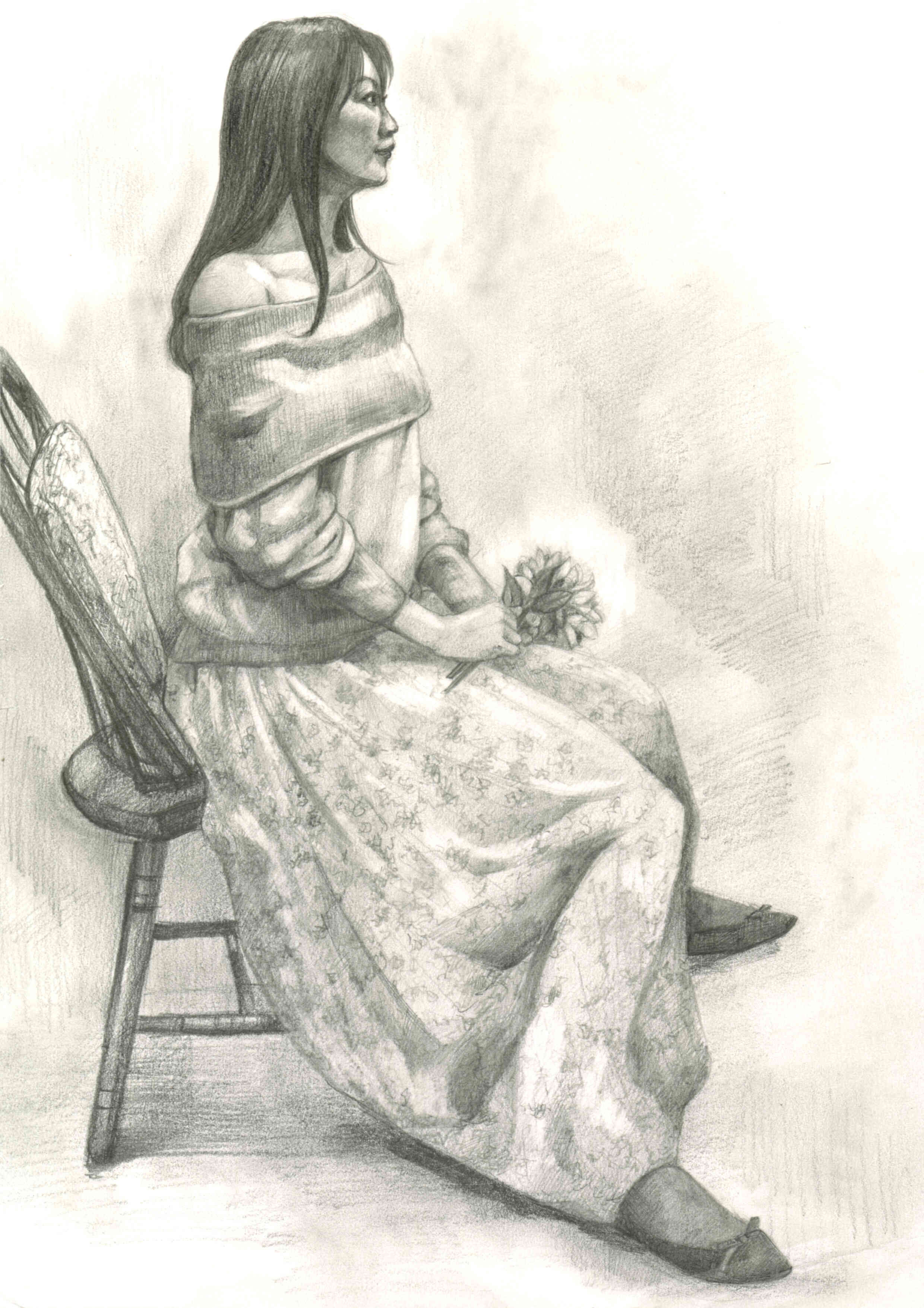 デッサン活動記録19年11月10日 日 デッサンのひととき モデルひかり 着衣 ふくさんの晴天 クロッキー日和