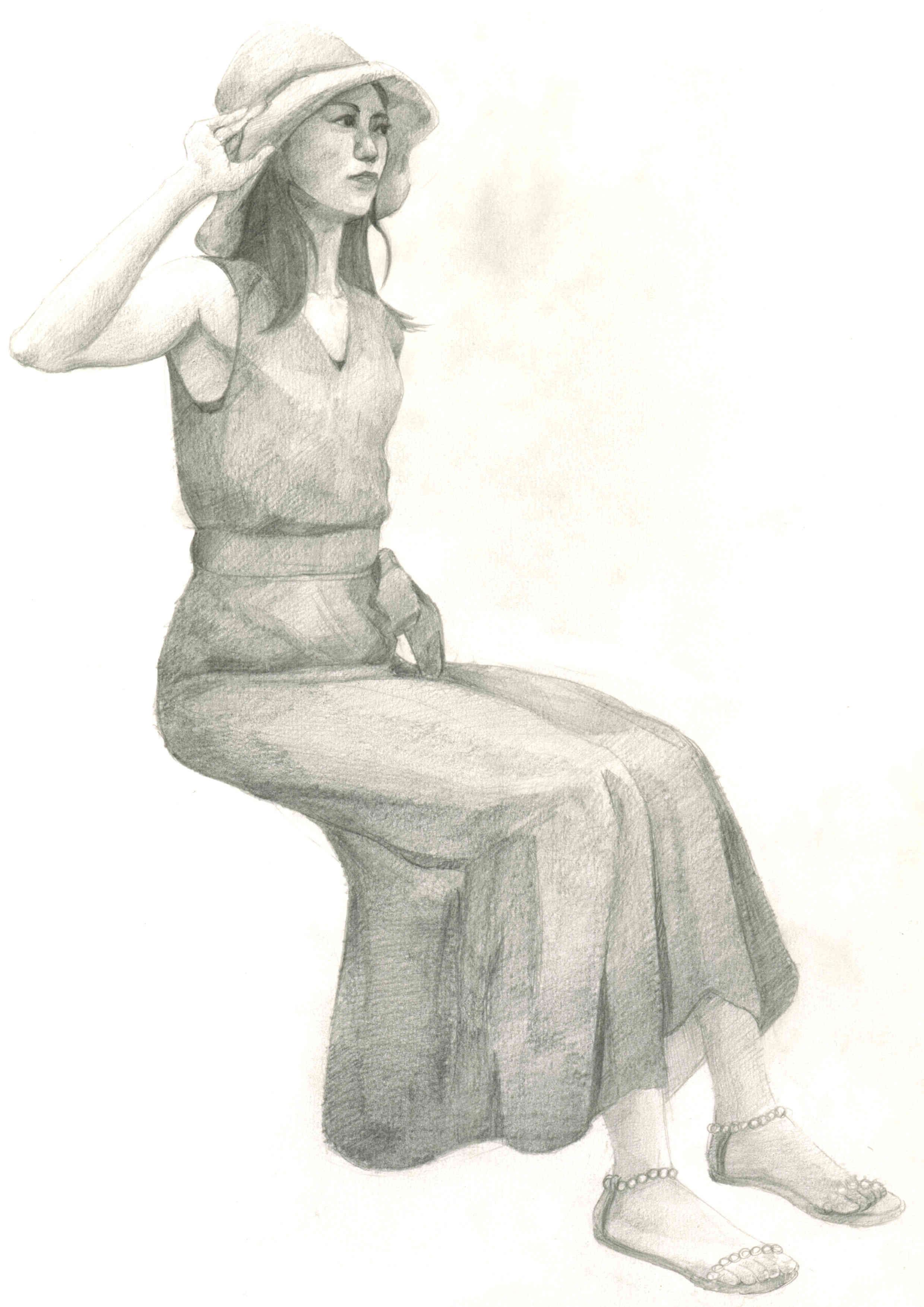 デッサン活動記録19年6月9日 日 うつくしい人物画午後の部 モデルひかり 洋服 ふくさんの晴天 クロッキー日和