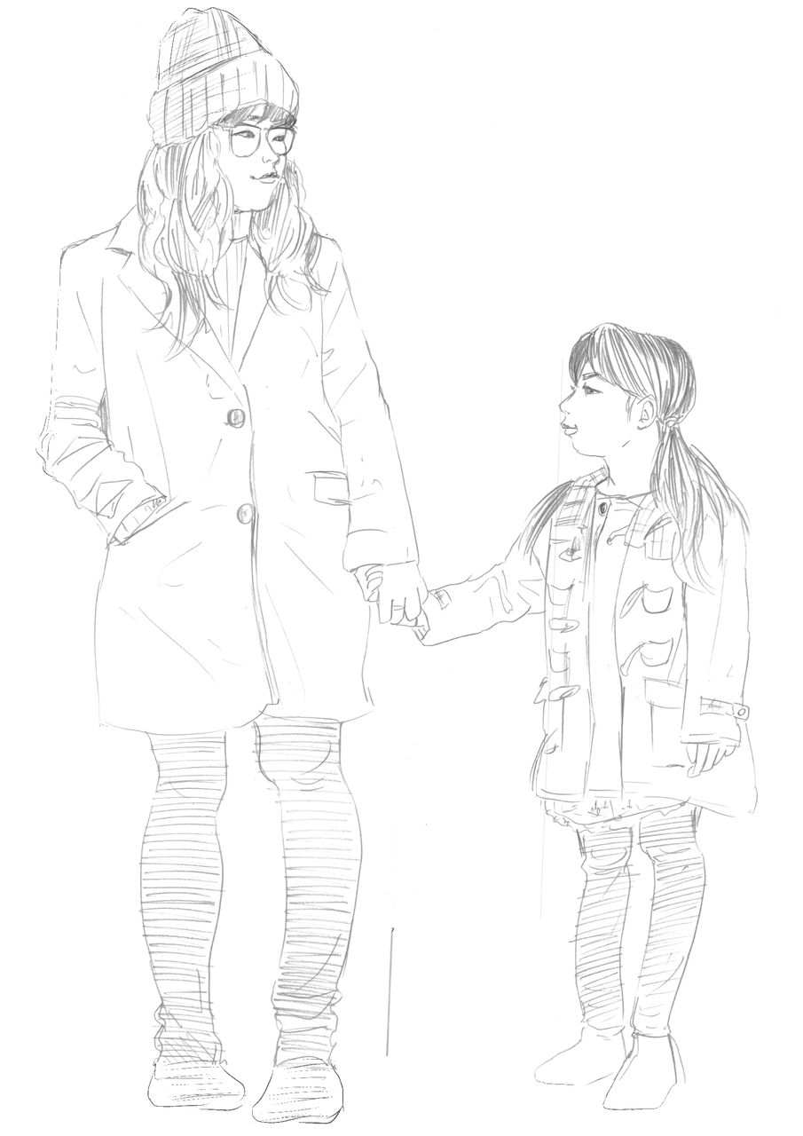 第49回伏見人物スケッチ モデル愛 母親 ちゆき 女子小学生 ふくさんの晴天 クロッキー日和