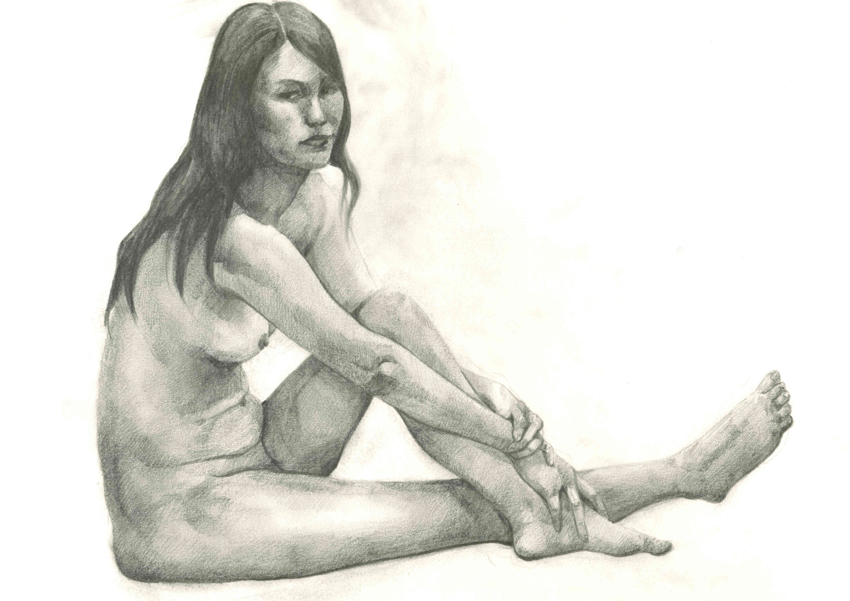 デッサン活動記録2020年1月4日(土)みどり人物を描く会 モデル主催Rana