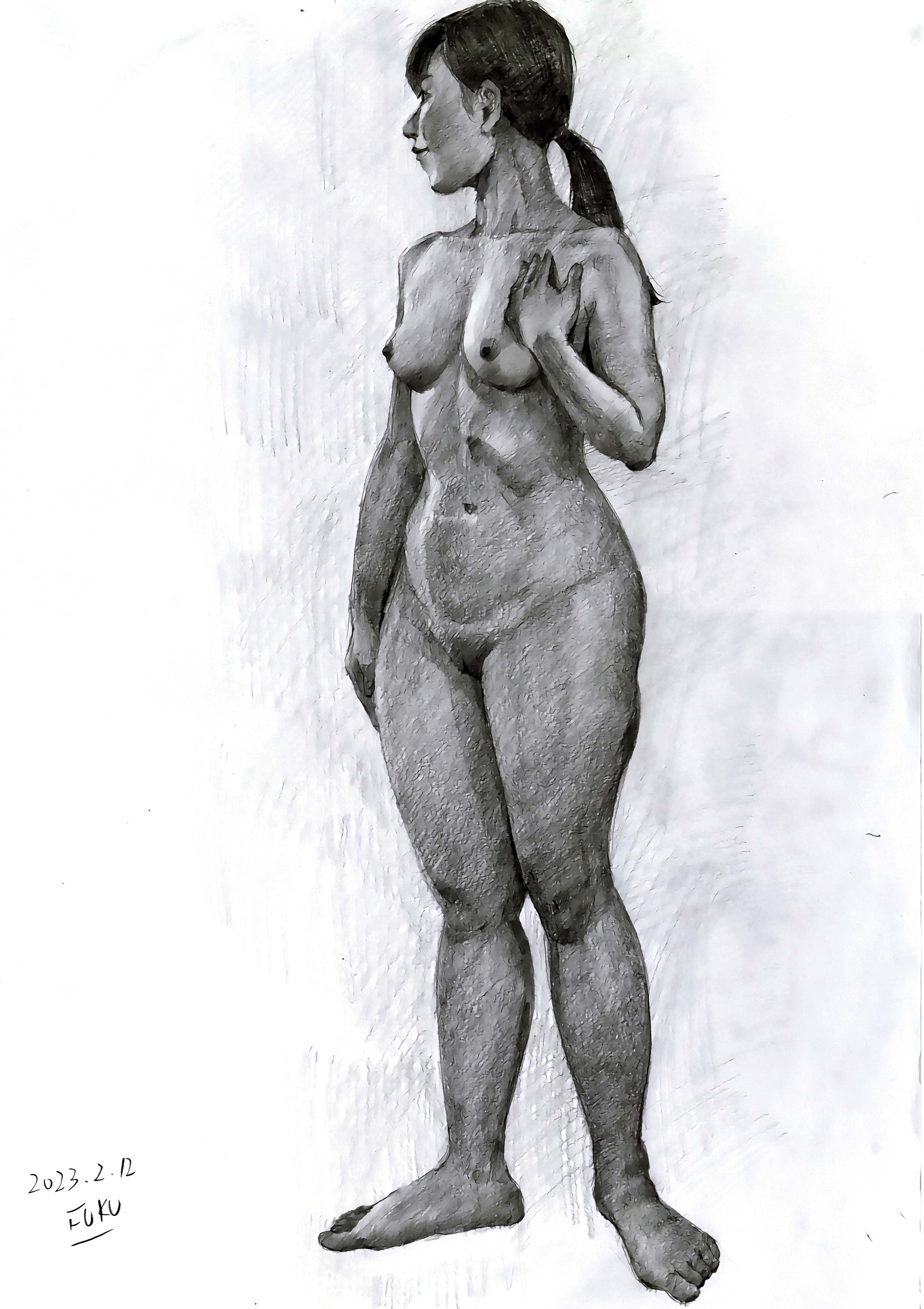 デッサン活動記録2023年2月12日(日)やさしいデッサンジュヌ モデル