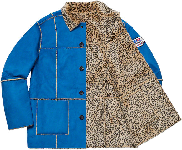 supreme reversible faux suede leopard coat