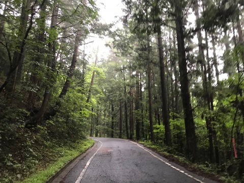 県道72号は蛭川を越えたら道は一気に峠道