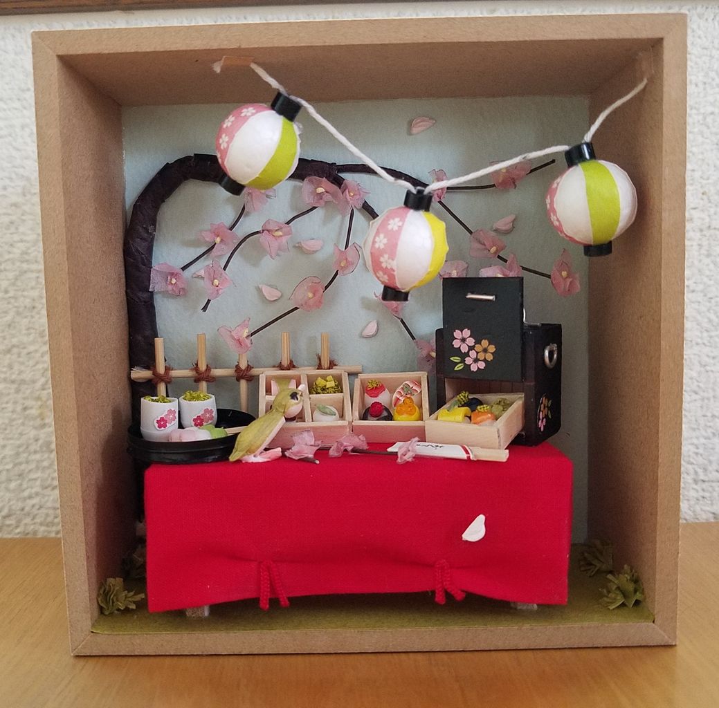 ミニチュアフレーム２月分 桜の木の下で 完成 Fu Maroの足あと