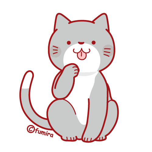 かわいい灰色の猫のイラスト(わたなべふみ)350