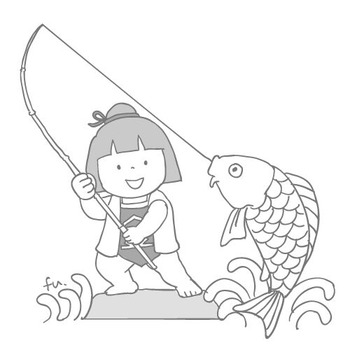 鯉を釣り上げる金太郎さん
