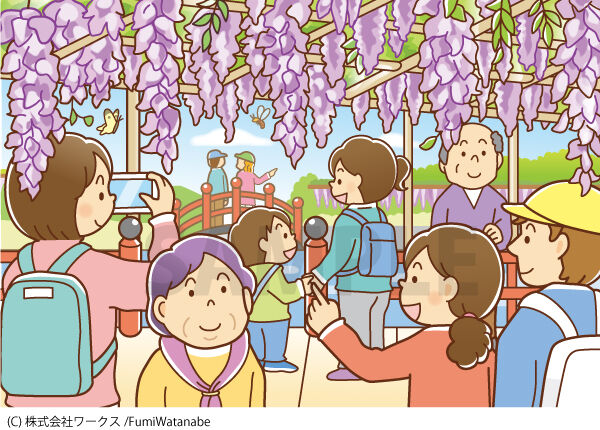 難問まちがい探し・藤棚イラスト