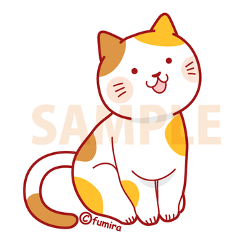 かわいい三毛猫のイラスト(わたなべふみ)350