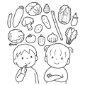 指定野菜とこどものイラストぬりえ