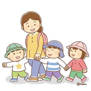おさんぽする子どもたちのイラスト350