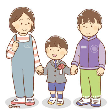 1年生とお姉さんお兄さんのイラスト