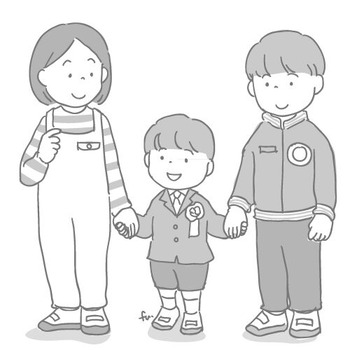 1年生とお姉さんお兄さんのイラストラフ