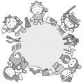 こどもの日のイメージいろいろのイラストモノクロ