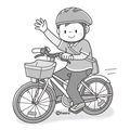 自転車に乗る男の子(モノクロ)