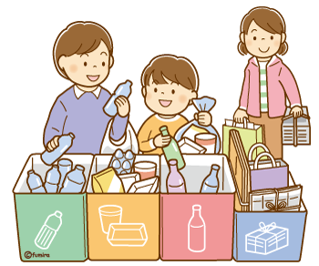 ごみの分別をする子どもたち350