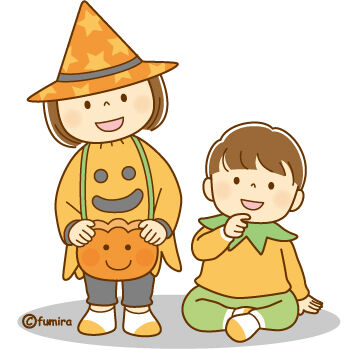 ハロウィンの仮装をする子どもたちのイラスト350