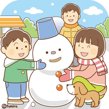 ゆきだるまのイラスト350
