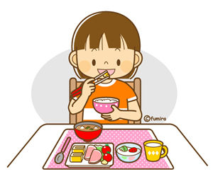 あさごはんを食べる女の子のイラスト