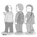 おさんぽするおじいちゃんたちモノクロ