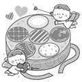 ホワイトデーのイラスト(モノクロ)