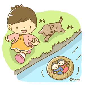 流し雛のイラスト