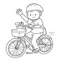 自転車に乗る男の子(ぬりえ)