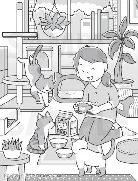 猫たちに囲まれて