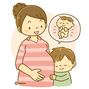 マタニティママと子供のイラスト