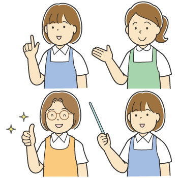 エプロンをかけた女性カラーイラスト