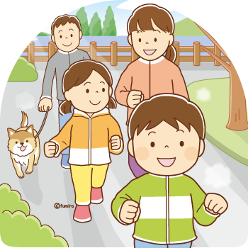 運動する家族のイラスト350