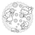 金平糖と天使のイラスト(ぬりえ)