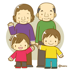 おじいさんおばあさんとこどものイラスト